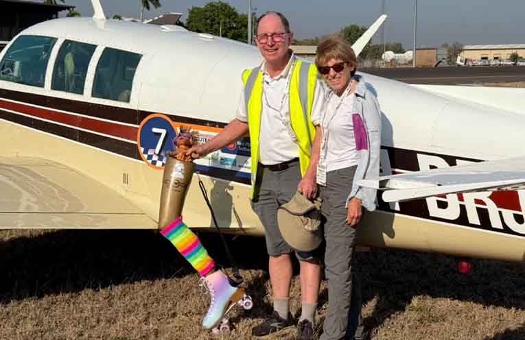 Two-time leg winners Tim and Marguerite Alexander, from team Show Me The Mooney!