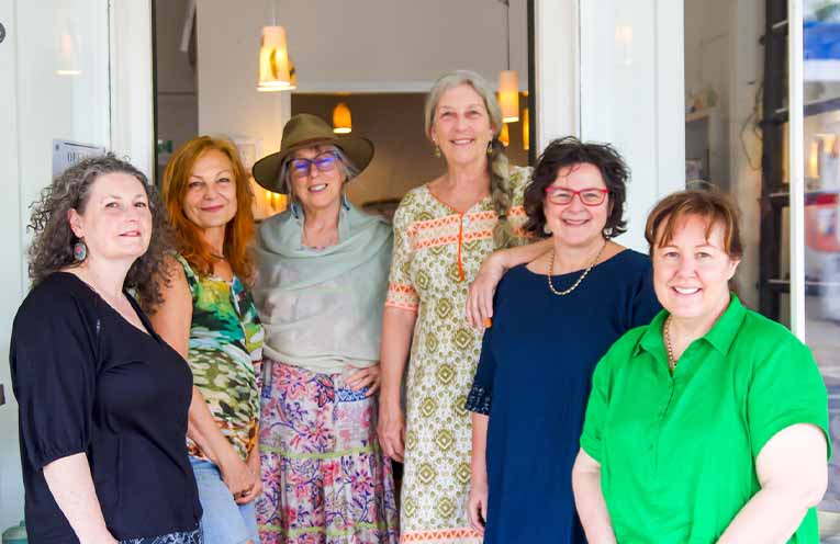 The local potters involved in Open Studio: Kylie Loebel, Dubravka Sabljak, Jane Northway, Reanne Brewen, Clare Danby and Jo Plater. Photo: Jayden Popenko.