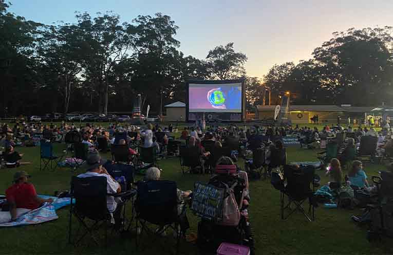The feature film shows at sundown.
