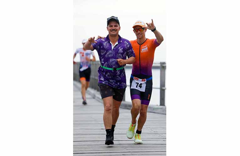 The Men’s Bring a Mate triathlon is all about guys supporting guys. Photo: Danni MacCue Photography.
