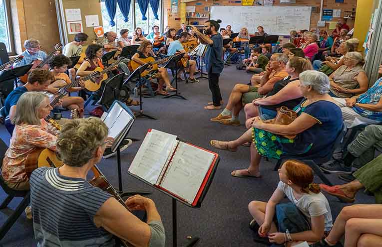 Musical exploration at Camp Creative. Photo: Peter Bliss.