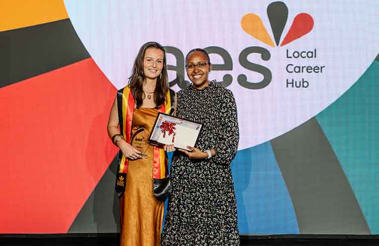 AES School-Based Trainee of the Year, Della Byrnes (left).