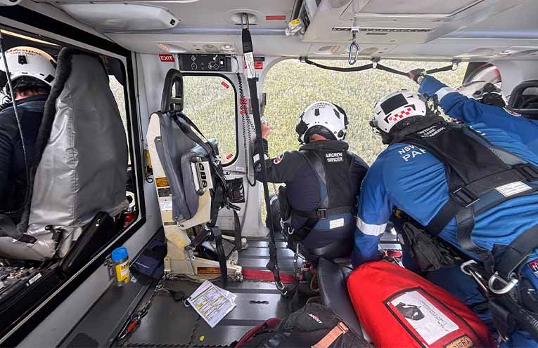 Support came via air to the injured abseiler.