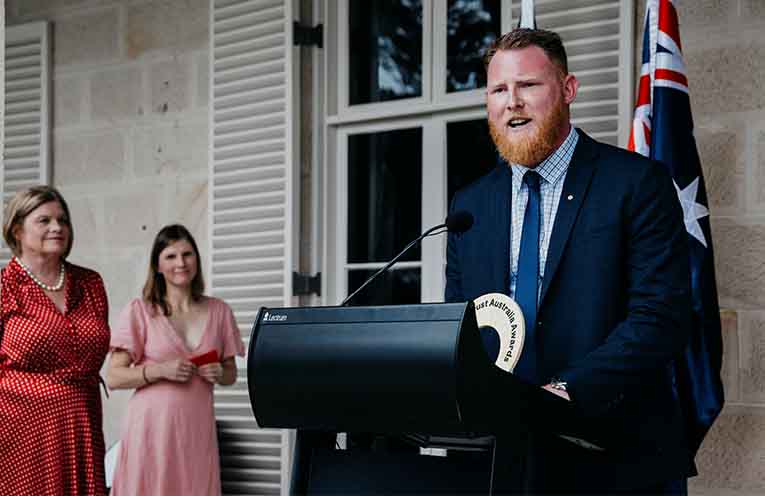 Coffs’ recipient of The King’s Trust Australia award, Jeremy Holder.