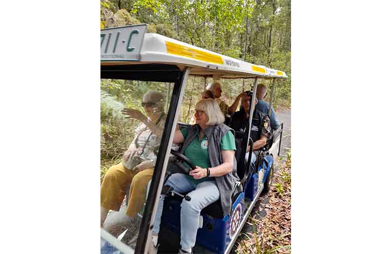 The visiting Bulahdelah Garden Club was given a guided buggy tour of the gardens.
