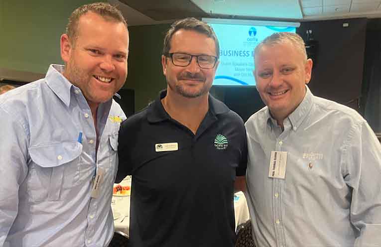 Will Ward (O’Brien Plumbing), Luke Campbell (Pacific Bay Resort) and P. T. Clarke (All Office and Business).