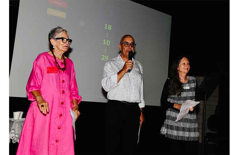 The night’s presenters Annie Talve, Robert Smallwood and Leigh Summers.