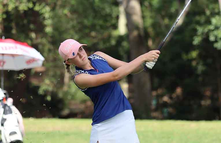 Bishop Druitt student Milla Adamson, 14, swings to victory in Sydney.