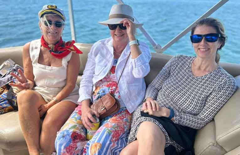 Enjoying a boat ride.