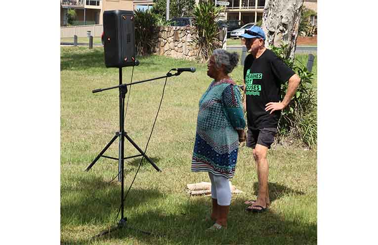 Garby Elder Aunty Deb Dootson and Ian Foskett from SANDBAG.