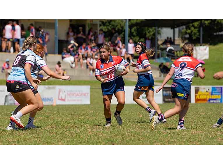Nambucca’s Renee Widders on the attack during Sunday’s trial against the Port Macquarie Sharks.