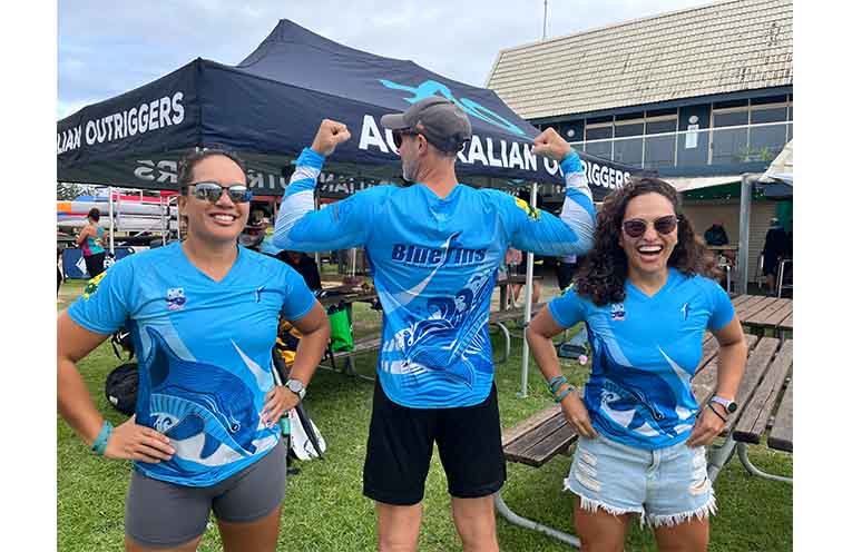 Lorraine Paradero, Marc Lusted and Gina Cano from the Sydney Bluefins Outrigger Club.