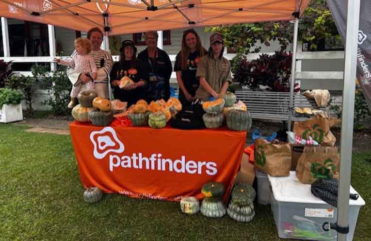 The Pathfinders team in Coffs Harbour delivering pumpkins and making soup at Coffs Harbour Uniting Church Soup Kitchen.