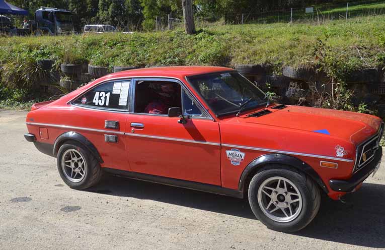 Michael Ruth enjoys demonstrating his immaculate Datsun 1200 coupe isn’t just for show. Photo: Supplied.