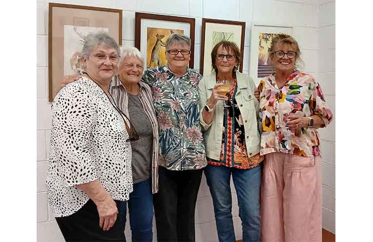 Attending the opening are Joy Bentley, Ivinnie Brown, Meg Johanson, Ann Connor and Ruth Allen.
