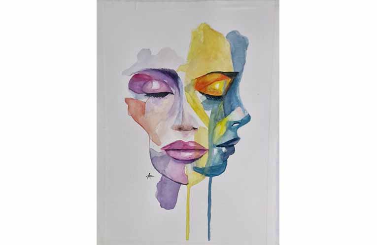 People’s Choice Face of Many Colours watercolour by Ann Connor.