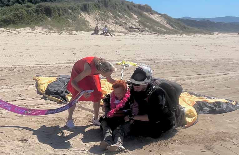 Tina celebrates her 80th with a skydive, despite disability