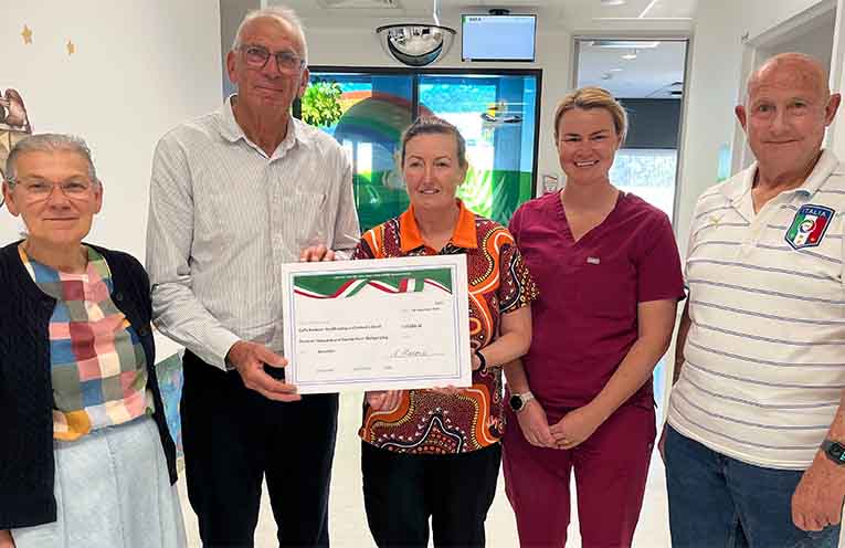 Italian Ciao Coffs Festa funds donated to Coffs Hospital Children’s Ward