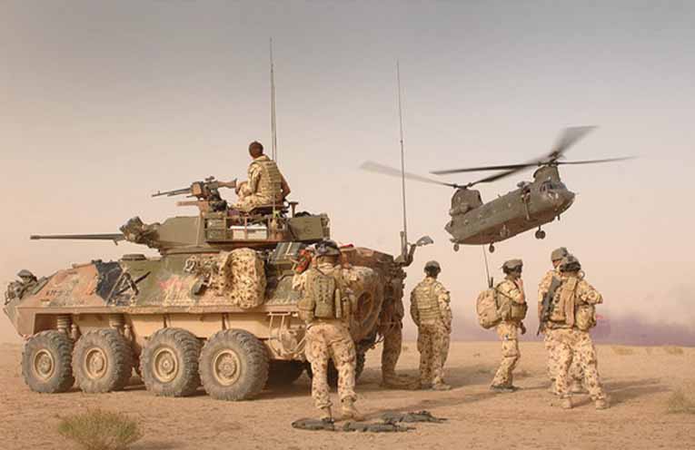 Army and Air Force personnel in Afghanistan in 2009.