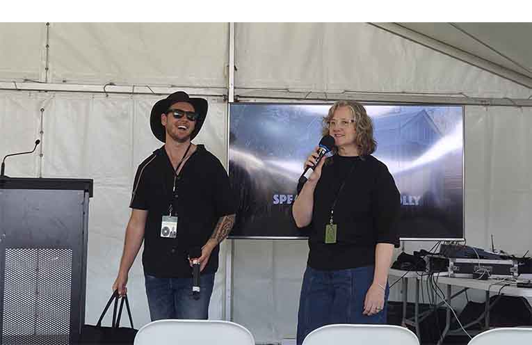 Speaker Jesse Anyan with Expo organiser Phae Barrett. Photo: Jessica Miller.