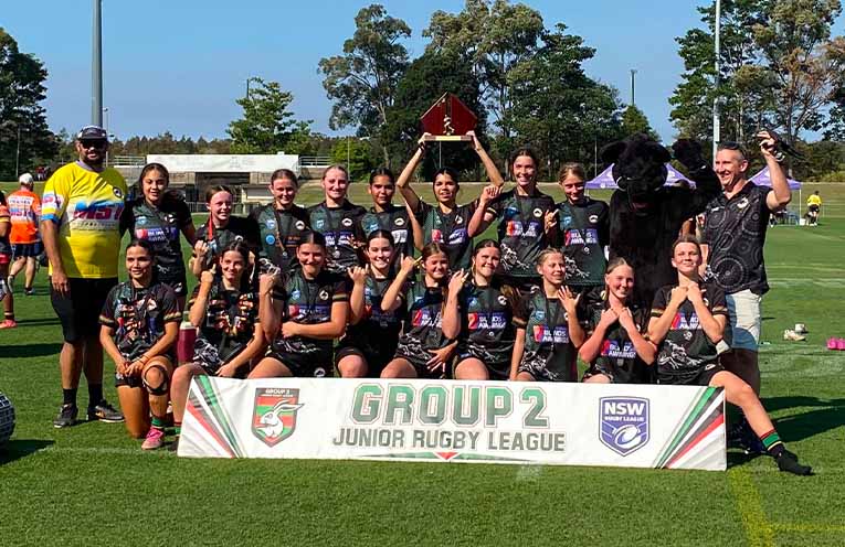 The Sawtell Panthers under-15s Girls premiership-winning team.