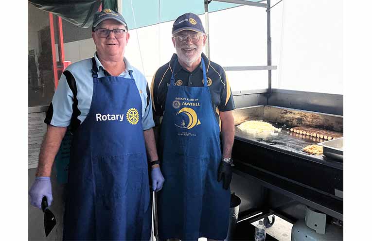 Coffs Harbour Rotary Club member Tony James and, from Sawtell Rotary, Gerry DeGabrielle.