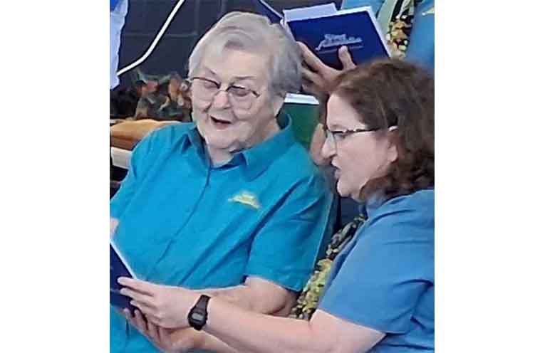 From left, Margret and Laura in full cry.